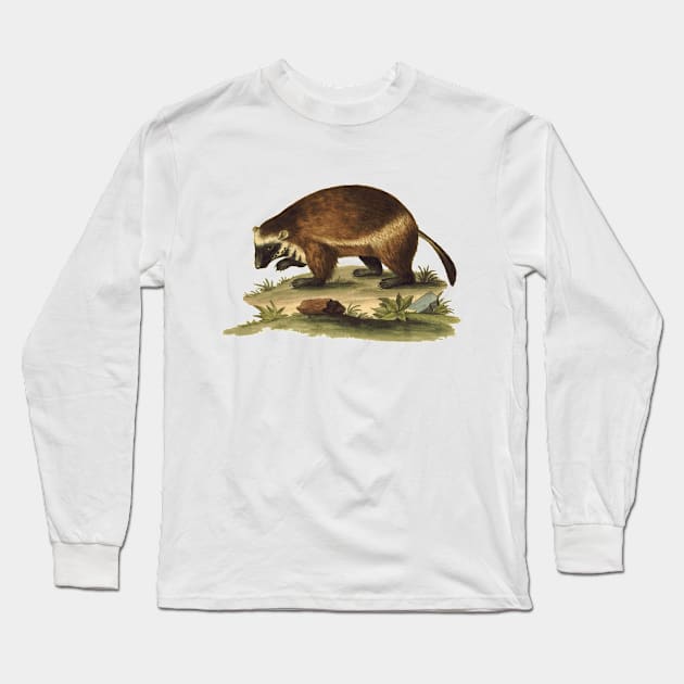 Vintage Illustration of the Honey Badger Long Sleeve T-Shirt by Naves